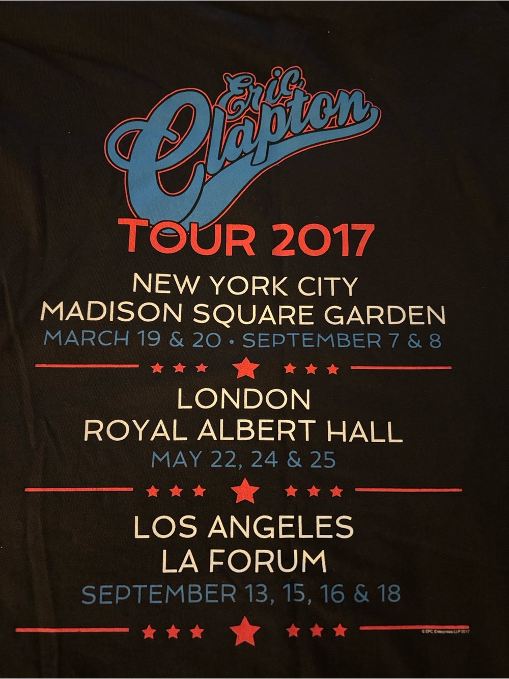 BRAND NEW ERIC CLAPTON 2017 XL Tour Shirt 🎸